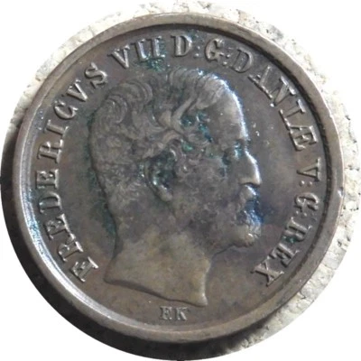 elf Denmark 1 Rigsbank Skilling 1853 (c) Frederick VII - Image 1 of 2