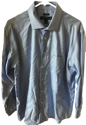 Pronto Uomo 100% Cotton Mens Size 17 32/33 Blue Non Iron Long Sleeve DRESS SHIRT - Image 1 of 3
