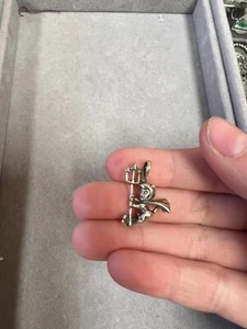 Ciondolo ciondolo forcone costume diavolo Halloween 3D argento sterling vintage 2955 - Foto 1 di 3