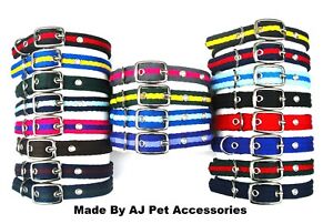 Dog Collars Adjustable Soft Strong Durable 25mm Air Webbing 20 Colours 4 Sizes