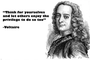 PHILOSOPHER VOLTAIRE QUOTE POSTER think for yourselves SAGE ADVICE 20x30 new - Picture 1 of 1