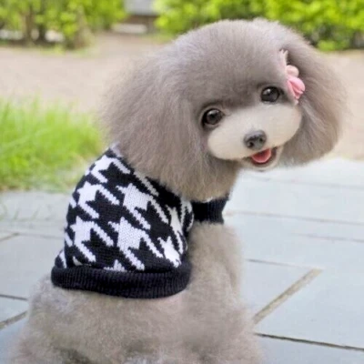 Suéter para Perros, Blanco y Negro Tejido para Perros Pequeños, Pecho 16 3/4", Grano Chorlito Foto 1 de 3