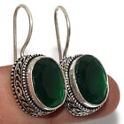 925 Silver Plated-Green Onyx Ethnic Vintage Gemstone Earrings Jewelry 1.3" AU I1