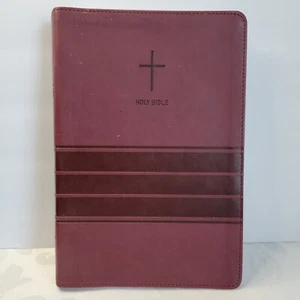 NIV Holy Bible Thinline Bible, Large Print Zondervan 2011 Leathersoft Burgundy - Imagen 1 de 16