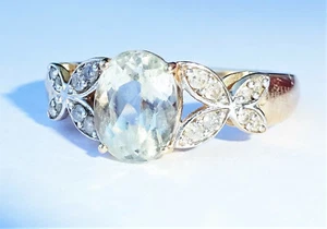Ring Schmetterling 9 kt Gold grüner Amethyst & Diamant Größe O - Bild 1 von 12