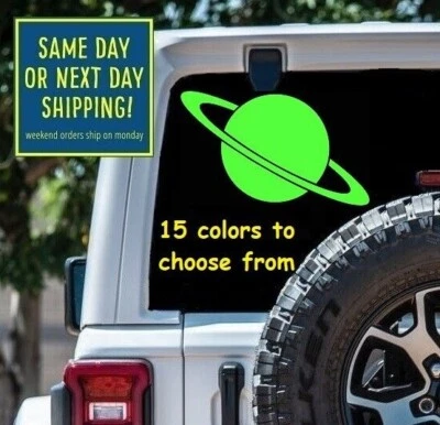 7 Tamaños ANILLOS SATURNO CALCOMANÍA ADHESIVA Ventana Coche MacBook Laptop Tablet Pared Regalo Foto 1 de 2