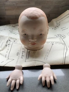 Boy Bye Lo Japan Baby Doll Parts head hands blue eyes Vintage. With Instructions - Picture 1 of 6