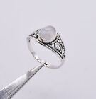 925 Solid Sterling Silver White Rainbow Moonstone Ring-10 US p824