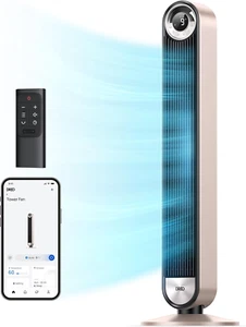 Smart Tower Fans for Home, 90ยฐ Oscillating Fan Bedroom Indoors, Voice Control Fl - Picture 1 of 8