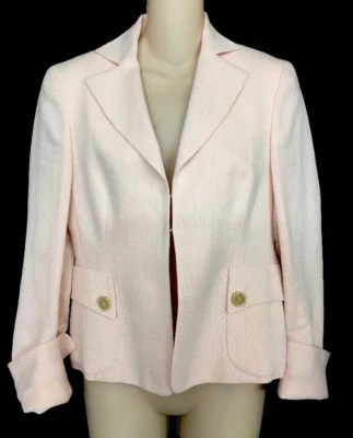 Akris Jacket Soft Pink Linen Fold Over Cuff Size 6 - Image 1 of 4