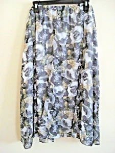 Gonna da donna plus chiffon Laura Scott grigio floreale taglia 1X nuova con etichette - Foto 1 di 2