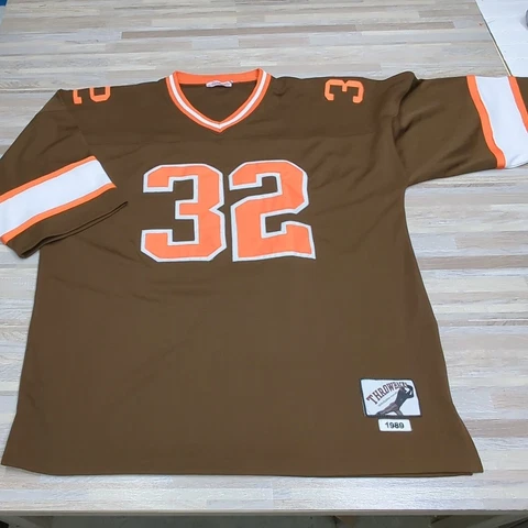 Jim Brown #32 Cleveland Browns NFL Throwback Authentics Jersey Sewn, 2XL Cover