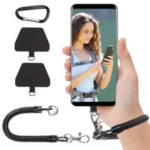 Correa de parche de cordón universal anti-perdida con lengüeta de amarre para teléfono, mosquetón clip - Imagen 1 de 12