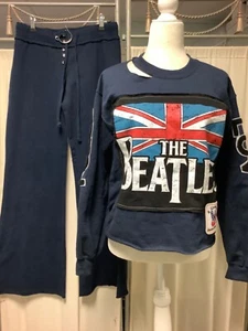 Twisted Heart Low Rise Wide Leg Pants 30 x 31 Sojara Love Peace Beatles Sweatshi - Picture 1 of 12