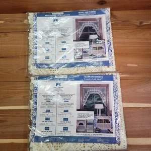 Heritage Lace Ecru Herz Blume Swag Paar 2 Stück Einsatz Volant 60x36 Vintage - Bild 1 von 7
