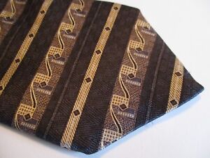 Blue Gold Striped Geometric Haggar Silk Necktie Tie 57" Long 4" Wide 414