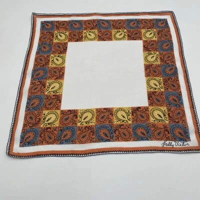 Vintage Sally Victor Orange Paisley Handkerchief Hankie - Image 1 of 4
