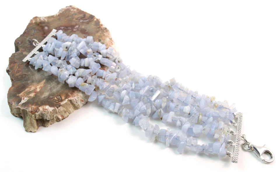 Bracciale a cinque fili con Calcedonio e Argento 925. Made in Italy - Immagine 1 di 1