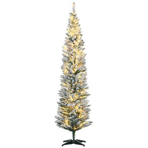 7ft Pre-lit Pencil Christmas Tree Slim Artificial XMAS Indoor Holiday Decoration - Picture 1 of 8