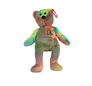 NUEVO TY Beanie Baby PEACE THE BEAR 1996 Raro Gorro Bebé Juguete Tie Dye 008421040537 - Imagen 1 de 10