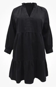 Plus Sizes 18 20 22 24 26 Ex New Look Curves Denim Smock Black Cotton Dress - Picture 1 of 12