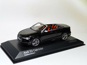 Raro Audi S3 Cabriolet De 2013 Negro A 1/43 De MINICHAMPS 437013030