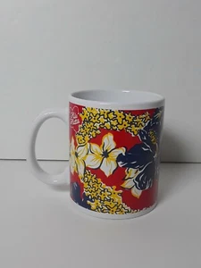 Hilo Hattie Hawaii Coffee Mug Cup Blue, Red, Yellow Hibiscus  - Picture 1 of 6