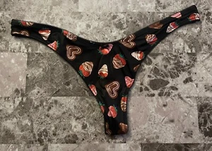 VICTORIA'S SECRET XS MUTANDINE PERIZOMA GAMBA ALTA LISCIA RASO FRAGOLA CIOCCOLATO - Foto 1 di 3