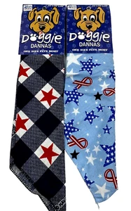 (2) DOGGIE DANNAS USA Brustkrebs STERNE passend für die meisten BANDANA 29x22x22" - Bild 1 von 6