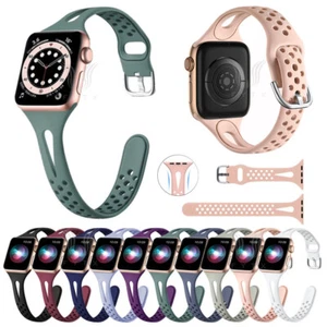 Slim Silicone Sport Wrist Band Strap For Apple Watch Series 10 9 8 7 6 5 4 3 SE - Picture 1 of 21