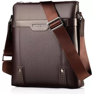 Sac Sacoche bandoulière Réglable homme cuir Porte-documents Sac affaires Marron - Picture 1 of 4