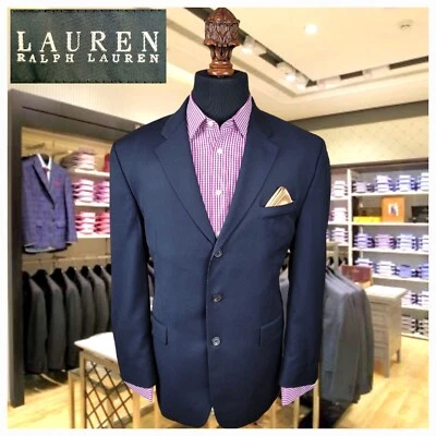 Ralph Lauren Hombres Blazer Lana Botón Negro sobre Negro Rayas 44R Traje Deportivo Abrigo Foto 1 de 4