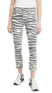 MOTHER The Mid Rise schillernder Zebramuster kurz geschnittenes gerades Bein Jeans Herd That 25 - Bild 1 von 14