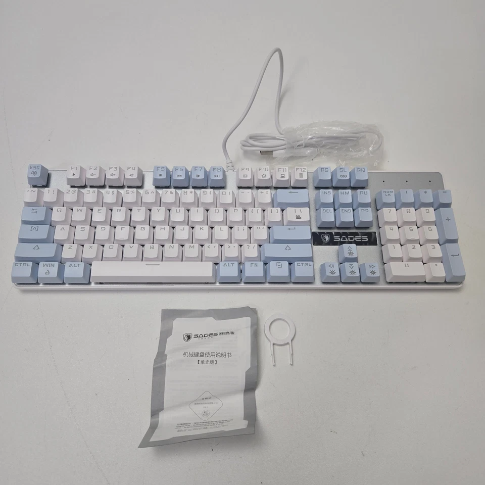 Sades Mechanical Gaming Keyboard USB - Blue and White - Image 1 of 4