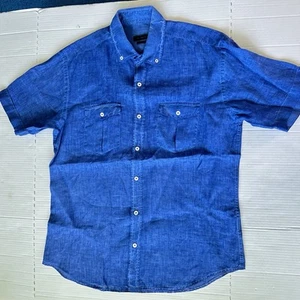 BUGATCHI Linen Shaped Fit Short Sleeve Button-Down Shirt Size M - Bild 1 von 7