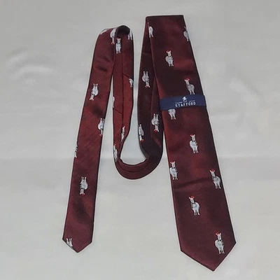 Stafford мужской бордовый праздник галстук олень галстук 100% полиэстер новый с Ярлыками - Изображение 1 из 4