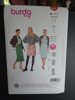 BURDA 6073 Ladies Skirts  Easy Step by Step Sewing Pattern Sizes 8 - 18 - Image 1 of 3