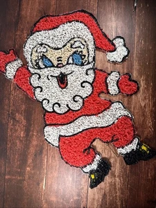 Vintage MCM Melted Plastic Popcorn Decoration Santa Claus Blue Eyes BlackOutline - Picture 1 of 11