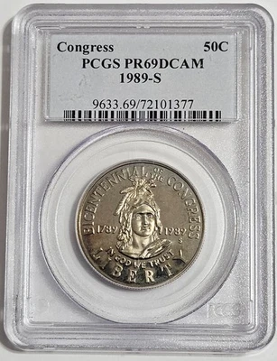 1989-S Congress Commemorative Half Dollar PR69DCAM PCGS Proof Cameo Centennial - Image 1 of 2