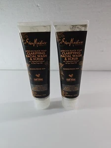 2 Pack Shea Moisture African Black Soap Clarifying Facial Wash & Scrub 4 oz - Picture 1 of 1