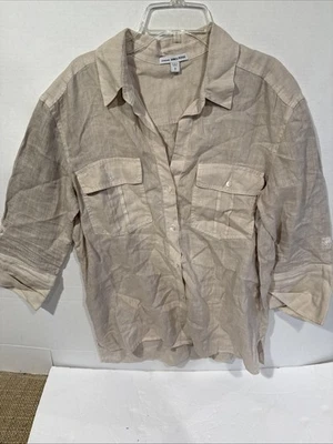 Camisa de lino James Perse El Matador talla 2US XL 3/4 manga enrollable con botones Foto 1 de 4