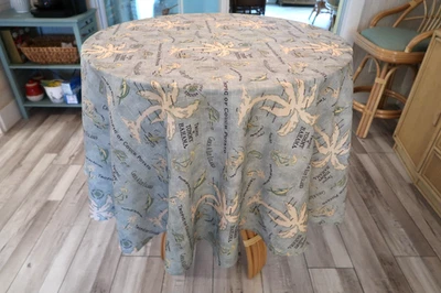 Tommy Bahama Home Tablecloth 70" Round Island Song Aqua Coastal - Image 1 of 4