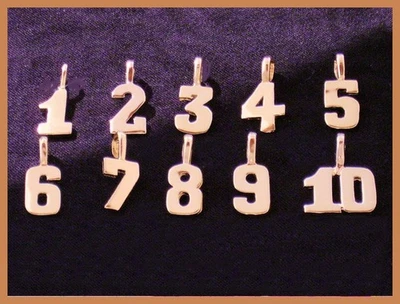 LOTE DE JOYAS AL POR MAYOR COLGANTES NUMERADOS CHAPADOS EN ORO 24k 0-10 NFL NCAA MLB NHL Foto 1 de 4