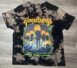T-shirt grafica donna pelle d'oca attacco Jack O Lanterns tinta unita grande nera - Foto 1 di 4