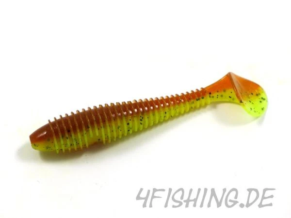 KEITECH FAT Swing Impact in 3.8" - Farbe MOTOROIL / CHARTREUSE - Bild 1 von 1