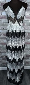 Dress the Population Lucia Maxi Dress Black White Gray Size Large - Picture 1 of 18