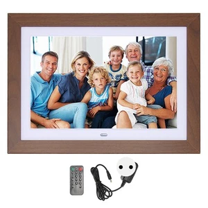 Wood Digital Photo Frame 10.1 Inch Hd Ips Screen Video Music Electronic Pict IDM - Picture 1 of 12