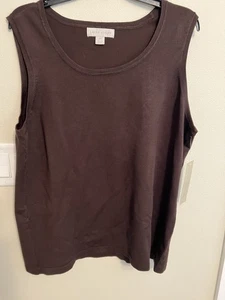 Laura Ashley Sleeveless Shell Top Size 2X Pullover, Brown, Round Neck Knit Shirt - Picture 1 of 5