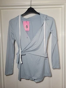 BNWT Miss Foxy Blue Wrap Playsuit Long Sleeve with Hood (Size Small) - Picture 1 of 7