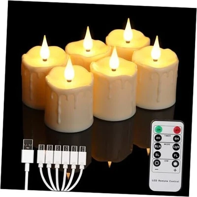  Velas votivas LED recargables sin llama con control remoto temporizador - 2"" x 3"" crema Foto 1 de 4